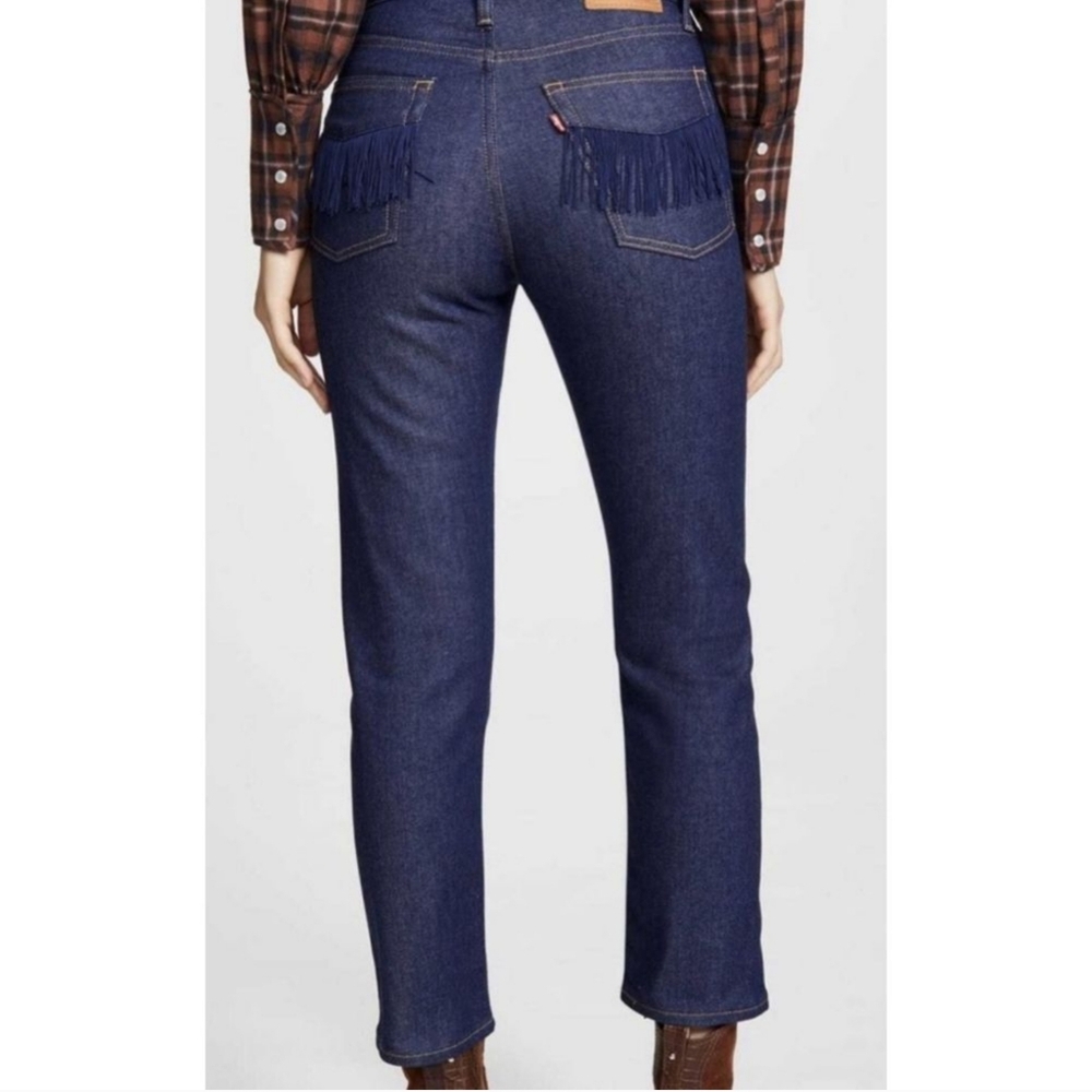 Levis Wedgie Straight Fringe Tassle High Rise Jeans 25 - Picture 2 of 15